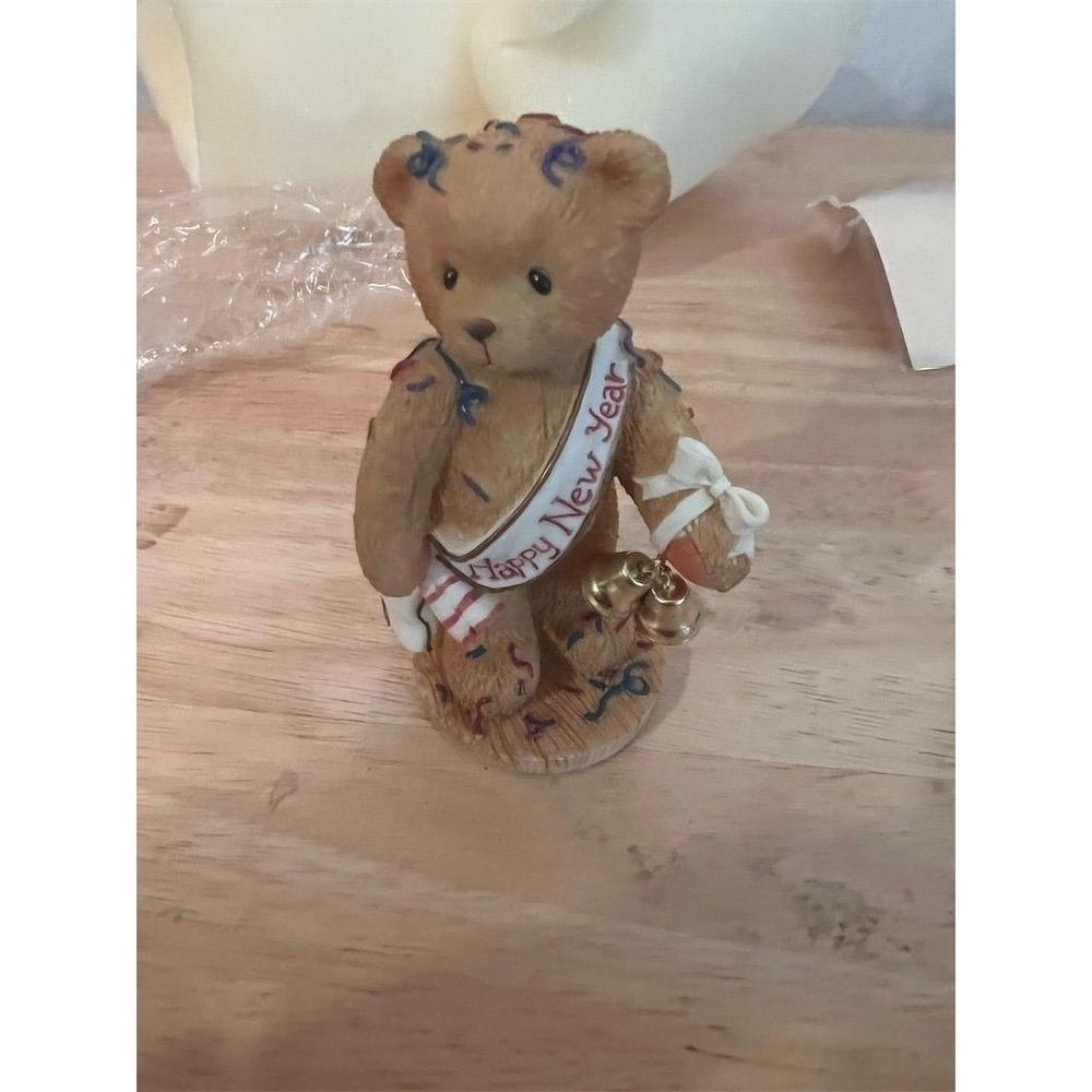 Cherished Teddies Newton "Ringing In‎ The New Year" Figurine w/ Box